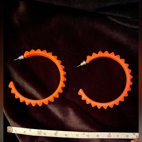 Big Orange hoop earrings - Picture 2 of 3